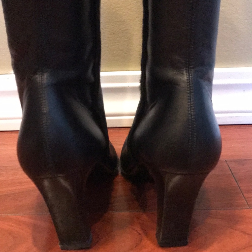 Balenciaga black leather boots with fur trim - Picture 5 of 6